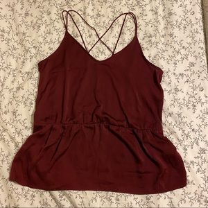 BANANA REPUBLIC Burgundy Satin Tank (size L)
